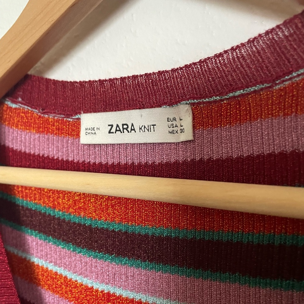 Zara metallic woven knit top
